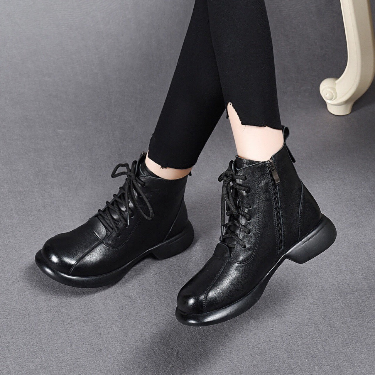 Botas Martin femininas de sola macia para outono e inverno